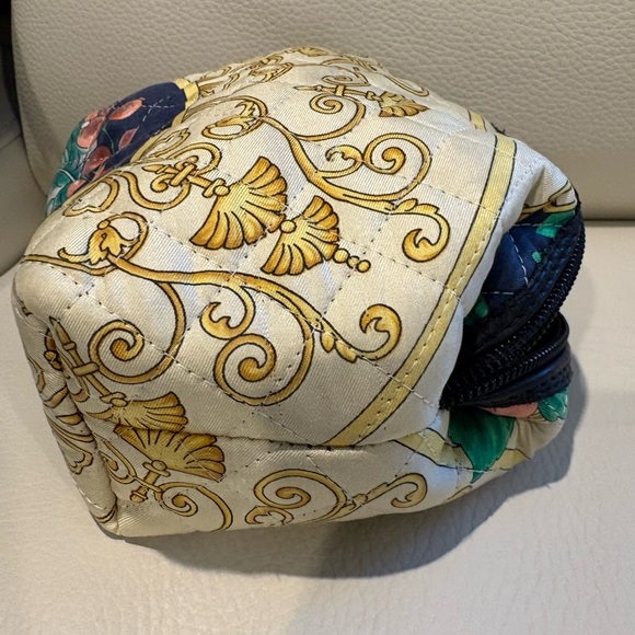 Basile Silk Cream Gold Blue Quilted Women's Mini Bag - Picture 4 of 10